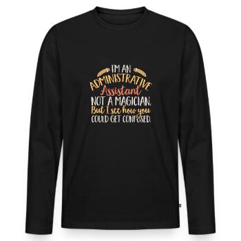 Secrétaire, Adjointe administrative, Commis de bureau - T-shirt manches longues Premium bio Homme - noir - Devant - Nico (187cm)