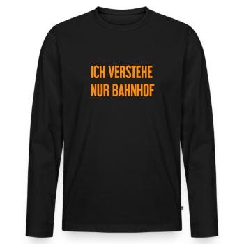 Je ne comprends que la gare - T-shirt manches longues Premium bio Homme - noir - Devant - Nico (187cm)