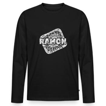 Geburt Ramon - Männer Premium Bio Langarmshirt - Schwarz - Vorne - Nico (187cm)