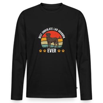 Chien Labrador Retriever brun chocolat - T-shirt manches longues Premium bio Homme - noir - Devant - Nico (187cm)