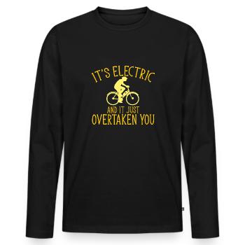 Vélo électrique Vélo Biker E-Bike - T-shirt manches longues Premium bio Homme - noir - Devant - Nico (187cm)