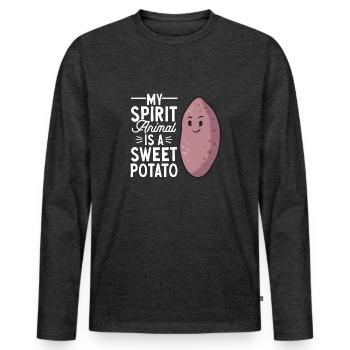 Légumes-racines de patates douces - T-shirt manches longues Premium bio Homme - anthracite chiné - Devant - Nico (187cm)