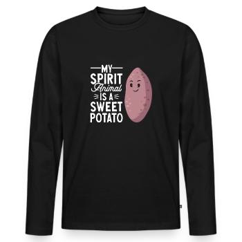 Légumes-racines de patates douces - T-shirt manches longues Premium bio Homme - noir - Devant - Nico (187cm)