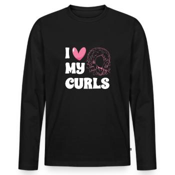 Lockiges Haar Afro Locken Natürliches Haar - Männer Premium Bio Langarmshirt - Schwarz - Vorne - Nico (187cm)