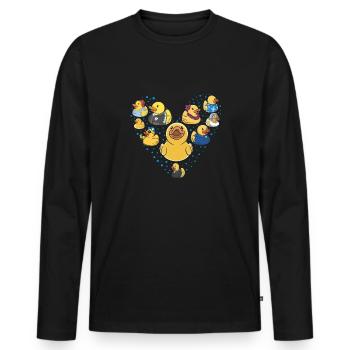 Quietscheentchen Quietscheente Gummiente - Männer Premium Bio Langarmshirt - Schwarz - Vorne - Nico (187cm)