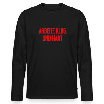 Work Smart And Hard – Success Motto For Doers - Men's Premium Organic Long Sleeve Shirt - black - Front - Nico (187cm)
