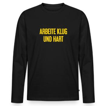Work Smart And Hard – Success Motto For Doers - Men's Premium Organic Long Sleeve Shirt - black - Front - Nico (187cm)