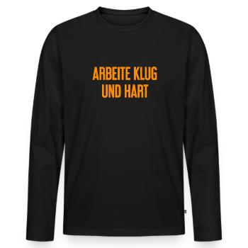 Work Smart And Hard – Success Motto For Doers - Men's Premium Organic Long Sleeve Shirt - black - Front - Nico (187cm)
