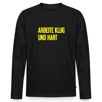 Work Smart And Hard – Success Motto For Doers - Men's Premium Organic Long Sleeve Shirt - black - Front - Nico (187cm)