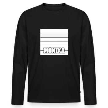 Monika als Frauenname - Männer Premium Bio Langarmshirt - Schwarz - Vorne - Nico (187cm)