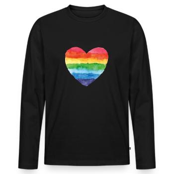 pride coloré arc-en-ciel csd gay amour coeur mariage love - T-shirt manches longues Premium bio Homme - noir - Devant - Nico (187cm)