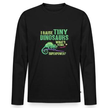 Herpétologiste des reptiles lézards caméléons - T-shirt manches longues Premium bio Homme - noir - Devant - Nico (187cm)