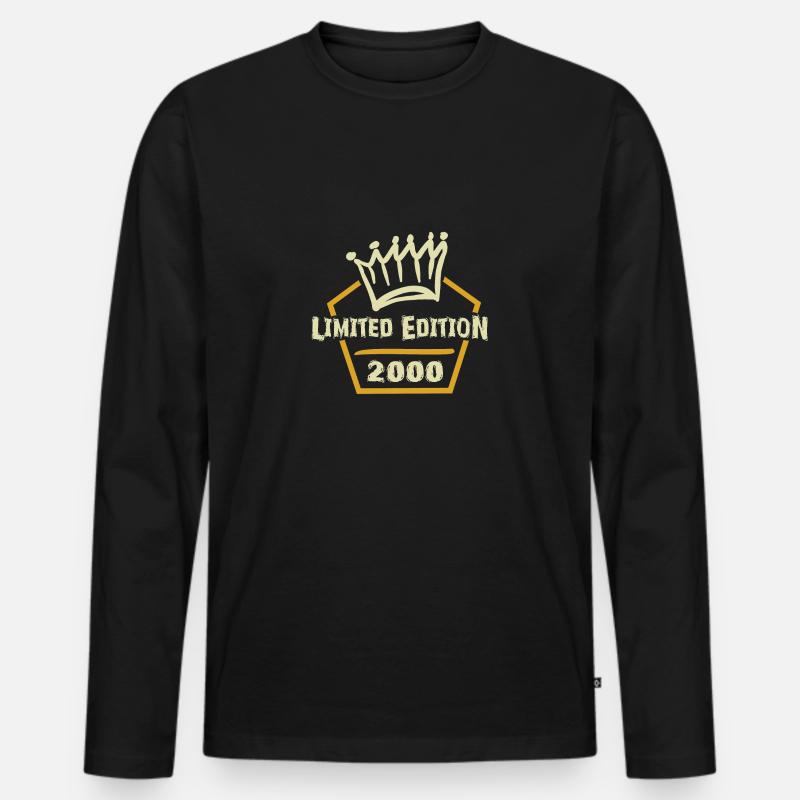 2000 - Männer Premium Bio Langarmshirt - Schwarz