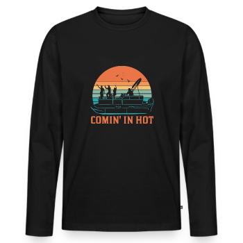 Pontonboot Kapitän Bootfahren See Pontoon - Männer Premium Bio Langarmshirt - Schwarz - Vorne - Nico (187cm)
