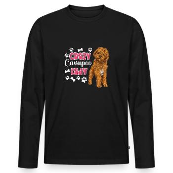Cavapoo Cavoodle Capoodle Chien - T-shirt manches longues Premium bio Homme - noir - Devant - Nico (187cm)