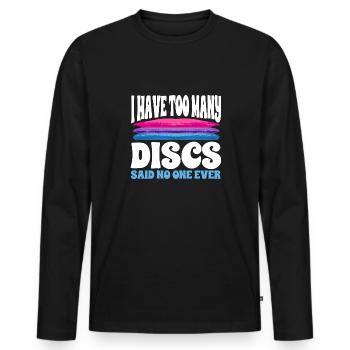 Discgolf Disc Golf Frisbee - Men's Premium Organic Long Sleeve Shirt - black - Front - Nico (187cm)
