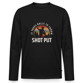 Kugelstoßen Werfen Leichtathletik - Männer Premium Bio Langarmshirt - Schwarz - Vorne - Nico (187cm)