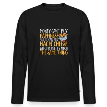 Macaroni Cheese Lover Mac And Cheese - Men's Premium Organic Long Sleeve Shirt - black - Front - Nico (187cm)