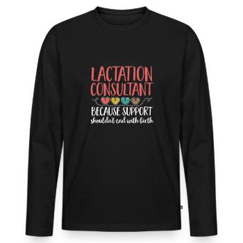Lactation Consultant IBCLC - Men's Premium Organic Long Sleeve Shirt - black - Front - Nico (187cm)