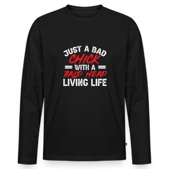 Glatze Kahlköpfigkeit Bart Glatzkopf - Männer Premium Bio Langarmshirt - Schwarz - Vorne - Nico (187cm)