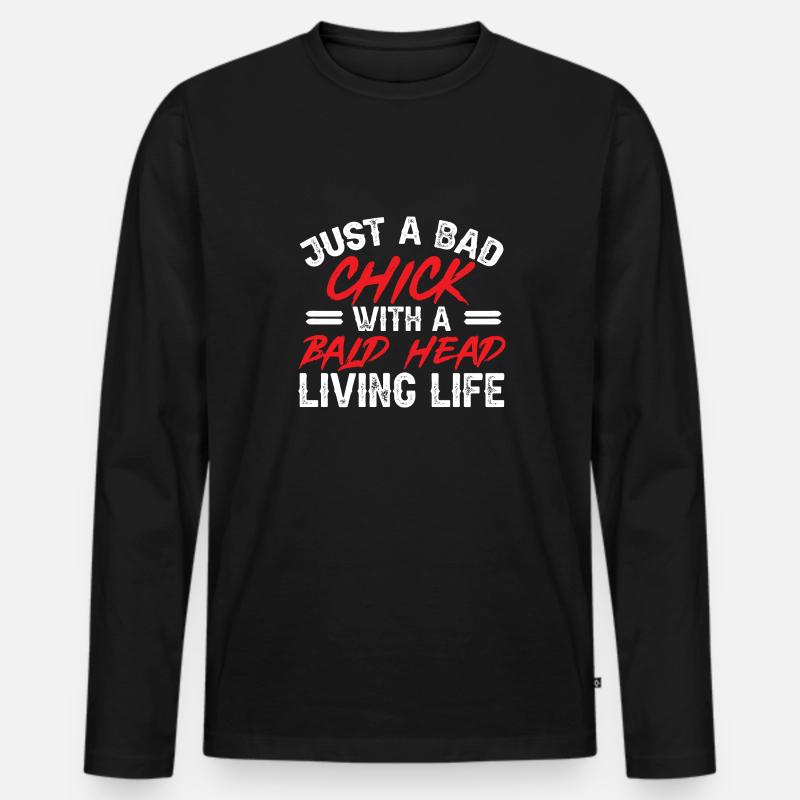 Glatze Kahlköpfigkeit Bart Glatzkopf - Männer Premium Bio Langarmshirt - Schwarz