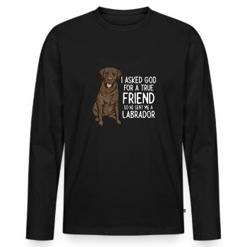 Chocolate Labrador Retriever Hund - Männer Premium Bio Langarmshirt - Schwarz - Vorne - Nico (187cm)