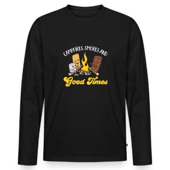 S'more Lagerfeuer Marshmallow Camping - Männer Premium Bio Langarmshirt - Schwarz - Vorne - Nico (187cm)