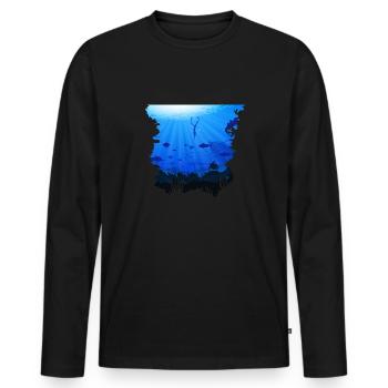 Freedive Diving Apnoe Deep Seas Underwater Diver - Männer Premium Bio Langarmshirt - Schwarz - Vorne - Nico (187cm)