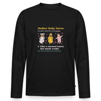 Infirmière Bébé Maternité Infirmière - T-shirt manches longues Premium bio Homme - noir - Devant - Nico (187cm)