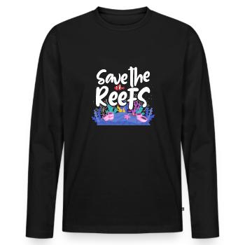 Sauvez les récifs Protection marine Plongée sous-marine - T-shirt manches longues Premium bio Homme - noir - Devant - Nico (187cm)