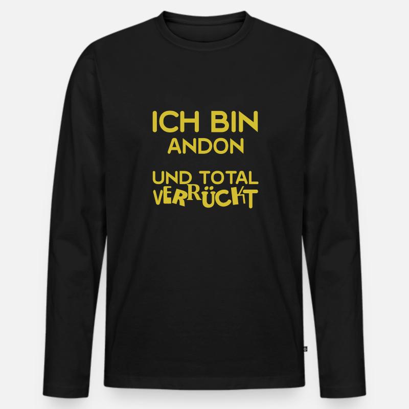 Andon - Männer Premium Bio Langarmshirt - Schwarz