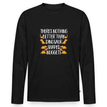 Dino Nuggets Dinosaurier Chicken Nuggets - Männer Premium Bio Langarmshirt - Schwarz - Vorne - Nico (187cm)