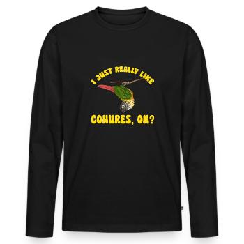 Molina Parakeet Parrot Bird Parakeet - Men's Premium Organic Long Sleeve Shirt - black - Front - Nico (187cm)