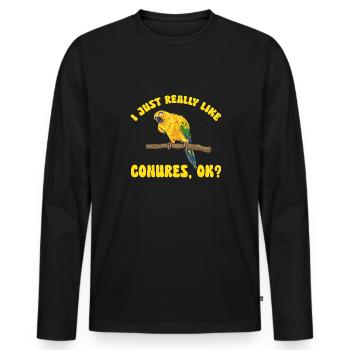 Parakeet, Parrot, Parakeet, Bird - Men's Premium Organic Long Sleeve Shirt - black - Front - Nico (187cm)