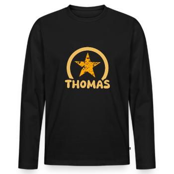 Thomas - T-shirt manches longues Premium bio Homme - noir - Devant - Nico (187cm)