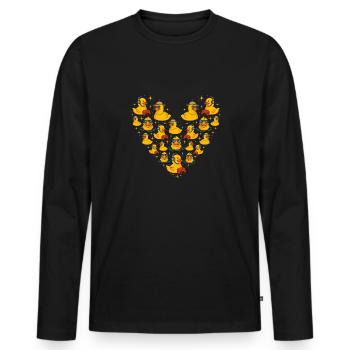 Quietscheentchen Quietscheente Gummiente - Männer Premium Bio Langarmshirt - Schwarz - Vorne - Nico (187cm)