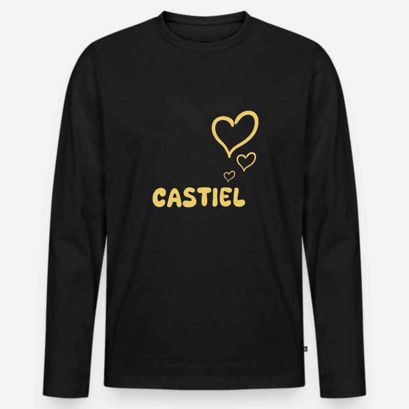 Castiel - Männer Premium Bio Langarmshirt - Schwarz