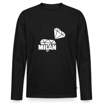 Milan as precious - Men's Premium Organic Long Sleeve Shirt - black - Front - Nico (187cm)