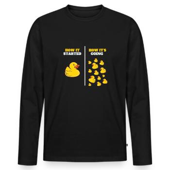 How It Started Bath Duckling Duckie Yellow Rubber - Men's Premium Organic Long Sleeve Shirt - black - Front - Nico (187cm)