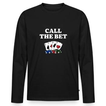 Appelez le jeu de cartes De cartes Jeu de cartes à jouer cartes - T-shirt manches longues Premium bio Homme - noir - Devant - Nico (187cm)
