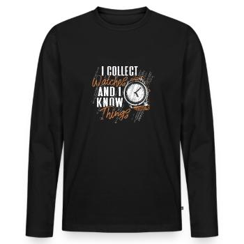 Watch Collector Watch Watchmaker - Men's Premium Organic Long Sleeve Shirt - black - Front - Nico (187cm)