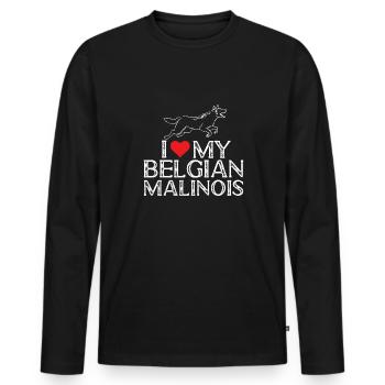 Malinois Belgian Shepherd Mechelaar Dog - Men's Premium Organic Long Sleeve Shirt - black - Front - Nico (187cm)