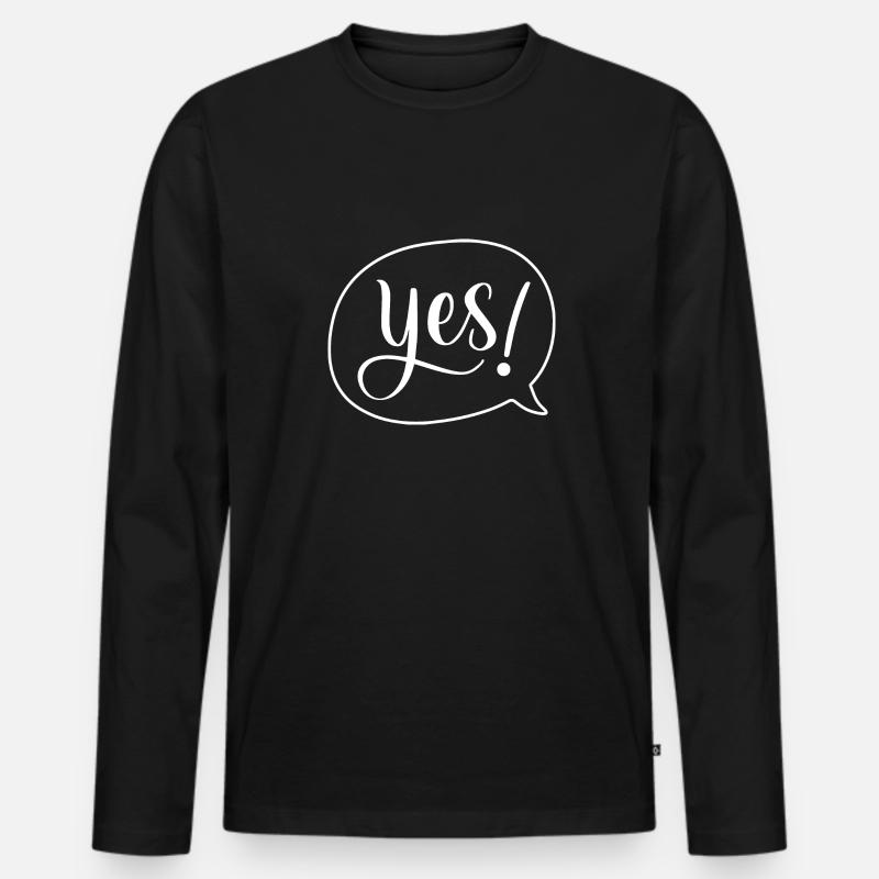Yes Sprechblase - Männer Premium Bio Langarmshirt - Schwarz