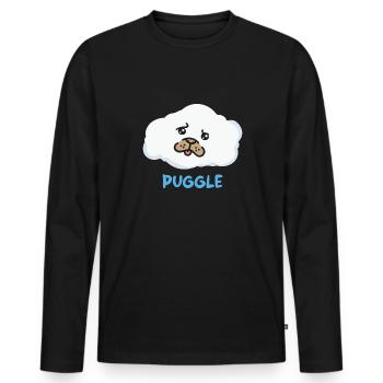 Pug Puggle Dog Funny Animal Puns - Men's Premium Organic Long Sleeve Shirt - black - Front - Nico (187cm)