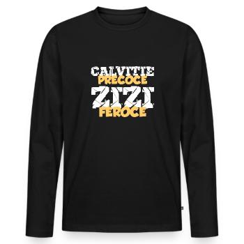 Chauve Qui Peut Humour Calvitie Homme Humour Beauf - T-shirt manches longues Premium bio Homme - noir - Devant - Nico (187cm)