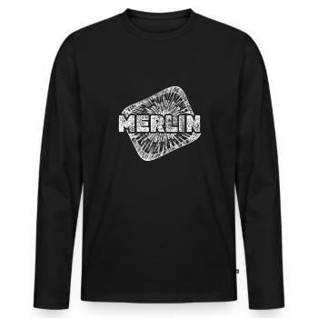Cadeau pour Merlin - T-shirt manches longues Premium bio Homme - noir - Devant - Nico (187cm)