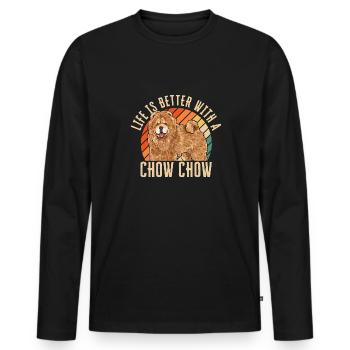 Chow Chow Hund - Männer Premium Bio Langarmshirt - Schwarz - Vorne - Nico (187cm)