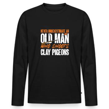 Tir au piège Tir au pigeon en argile Skeet - T-shirt manches longues Premium bio Homme - noir - Devant - Nico (187cm)