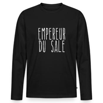 Empereur du Sale - T-shirt manches longues Premium bio Homme - noir - Devant - Nico (187cm)