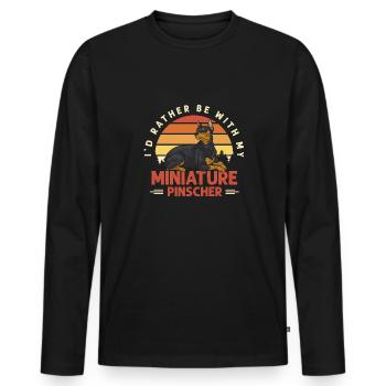 Miniature Pinscher Rehpinscher Min Pin Dog - T-shirt manches longues Premium bio Homme - noir - Devant - Nico (187cm)